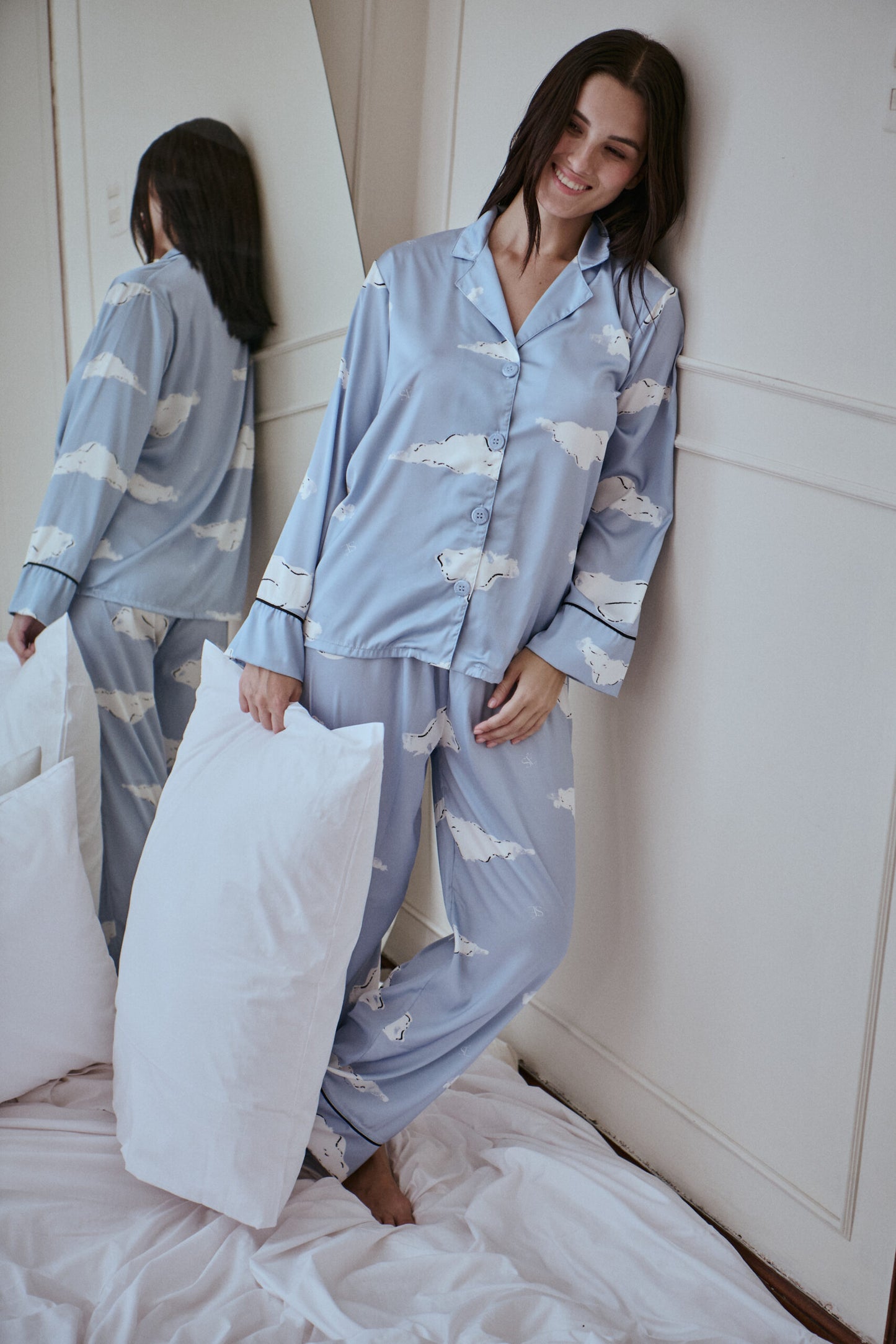 Washable Silk Pajama Set - Dreamy Clouds
