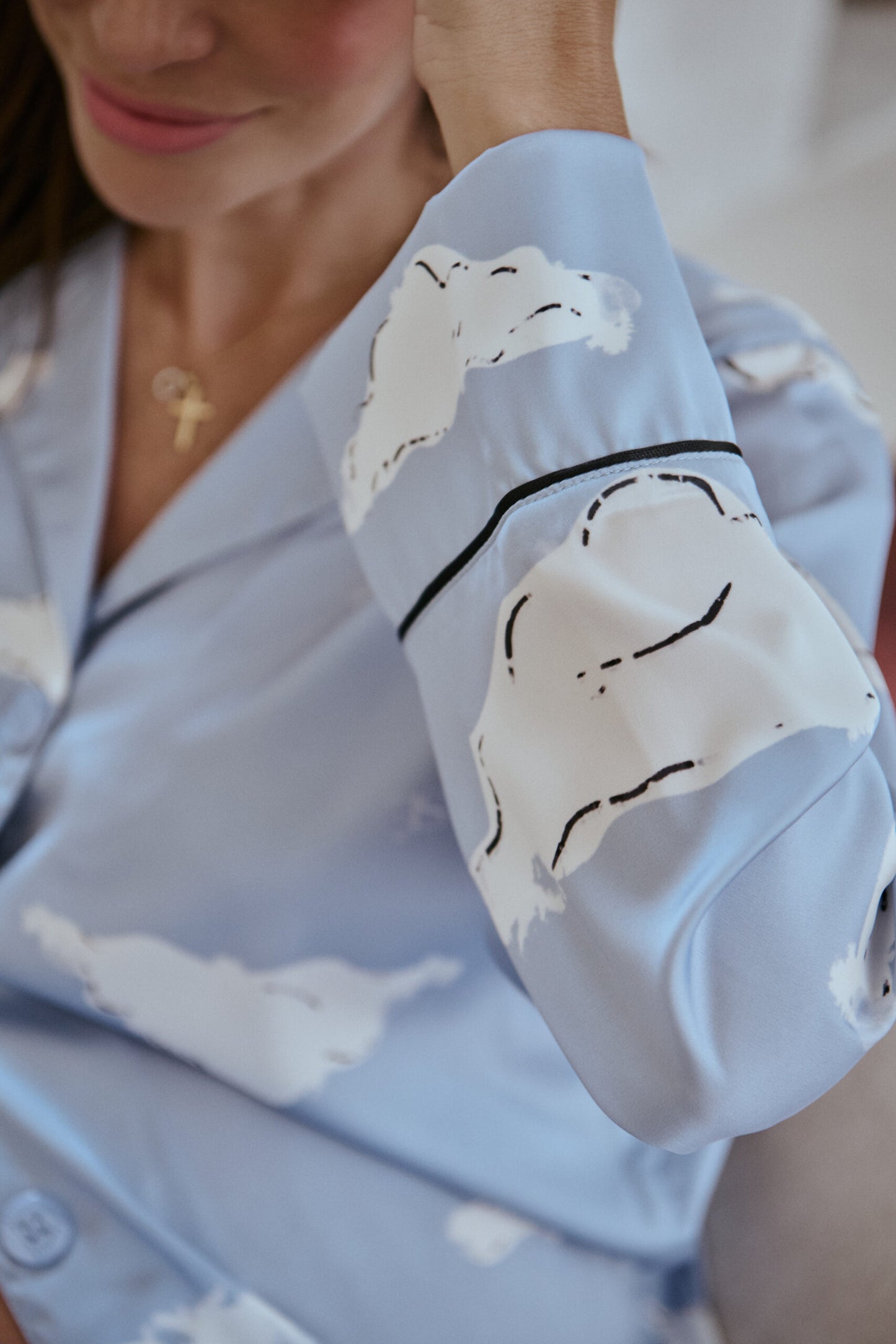 Washable Silk Pajama Set - Dreamy Clouds