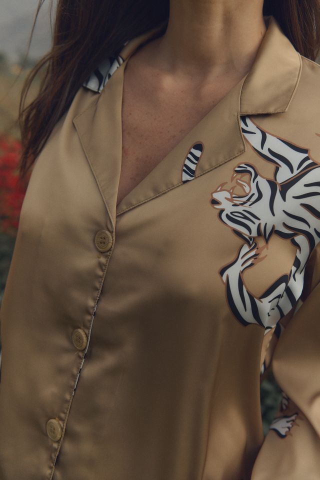 Washable Silk Pajama Set - Kenya Gold