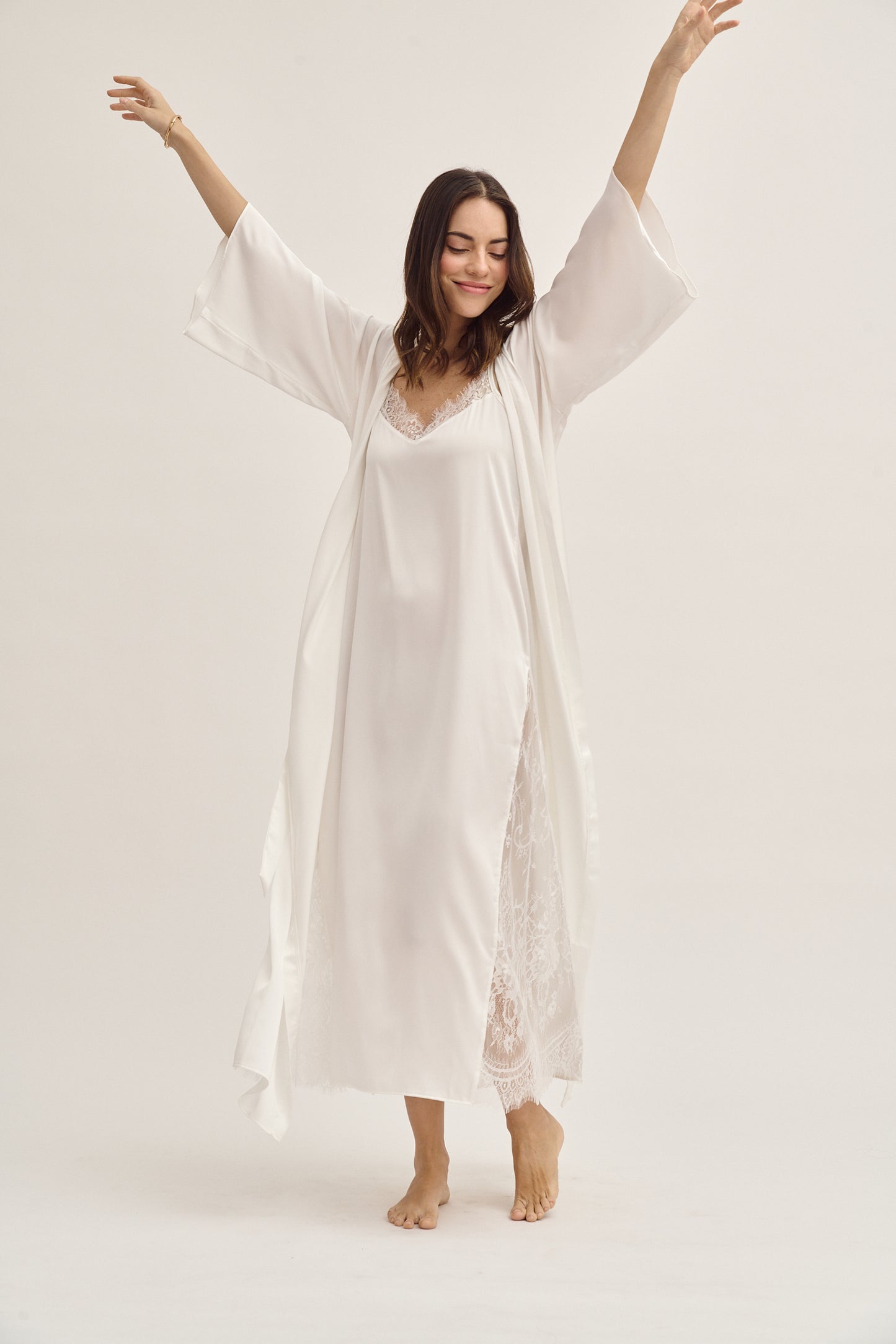 Washable Silk Kimono & Dress Bridal Set