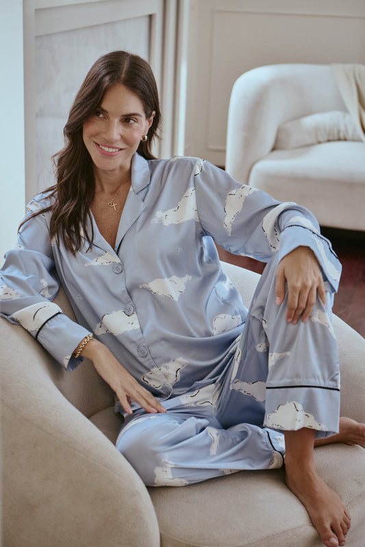 Washable Silk Pajama Set - Dreamy Clouds