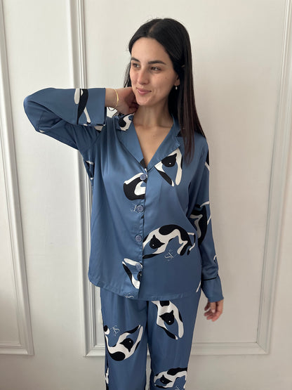 Washable Silk Pajama Set - Gato Azul
