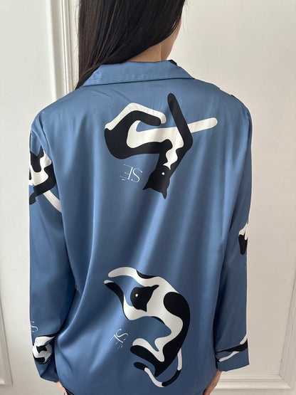 Washable Silk Pajama Set - Gato Azul