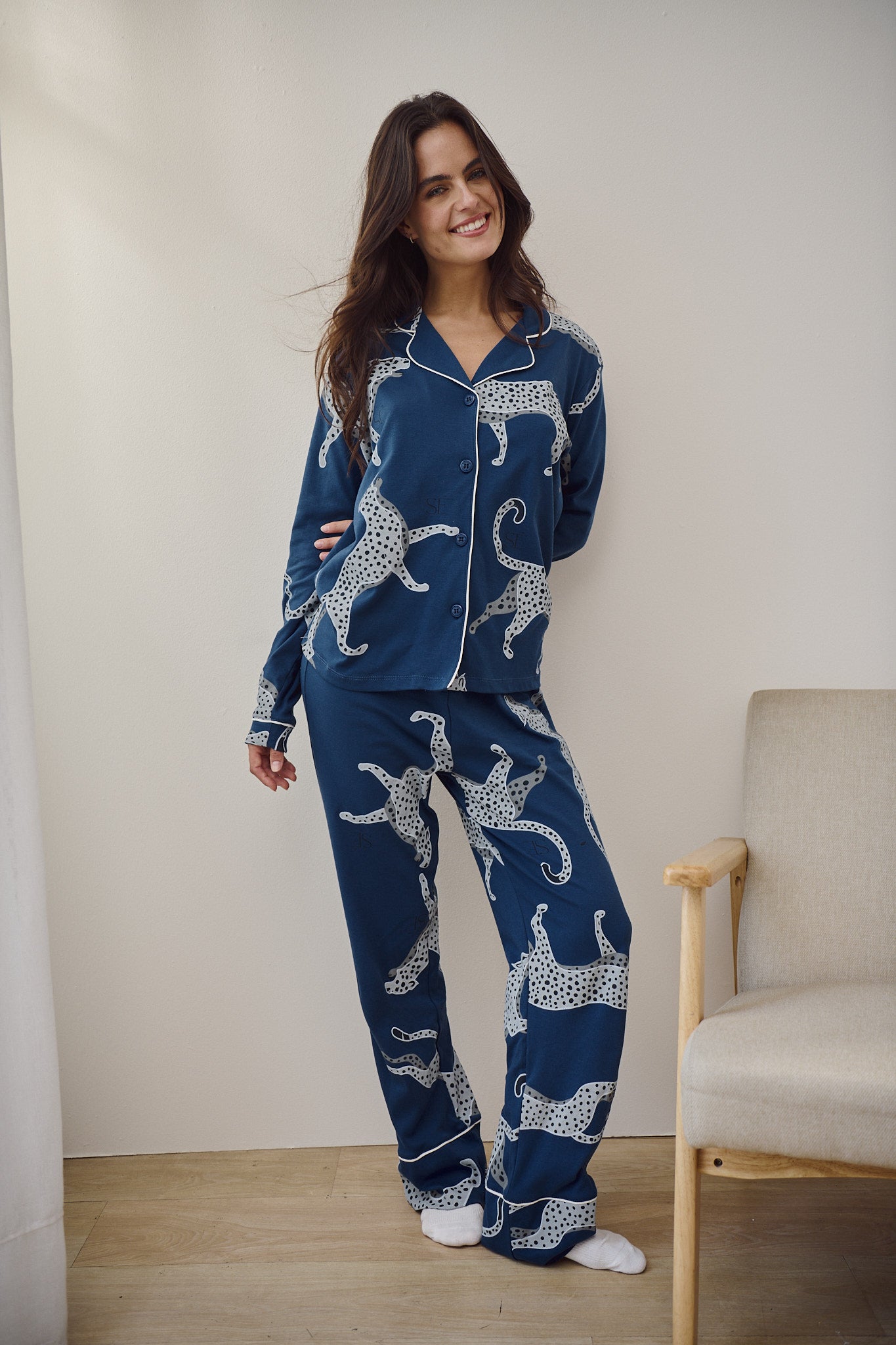 Pima Cotton Pajama Set - Savannah Blue