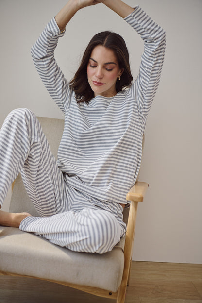 Pima Cotton Pajama Set - Weekend Soft Stripes