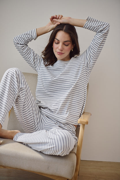 Pima Cotton Pajama Set - Weekend Soft Stripes