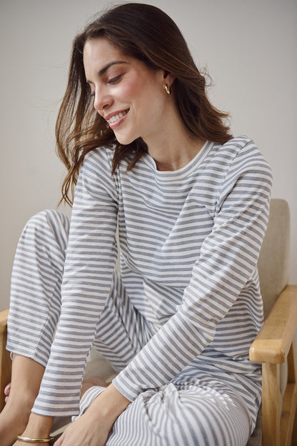 Pima Cotton Pajama Set - Weekend Soft Stripes