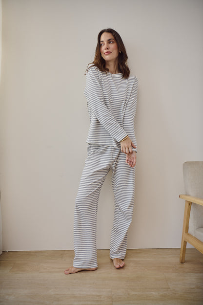 Pima Cotton Pajama Set - Weekend Soft Stripes