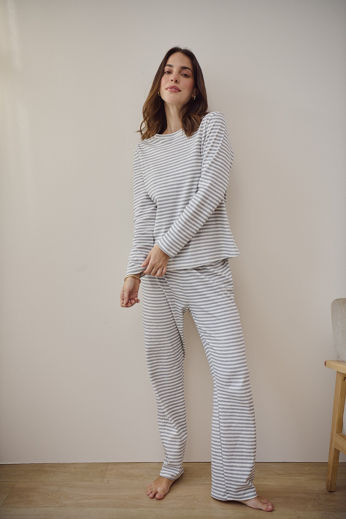 Pima Cotton Pajama Set - Weekend Soft Stripes