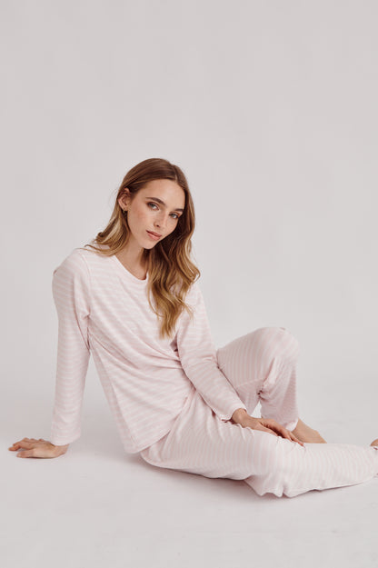 Pima Cotton Pajama Set - Cloudy Stripes