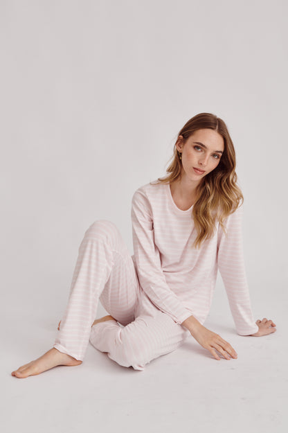 Pima Cotton Pajama Set - Cloudy Stripes