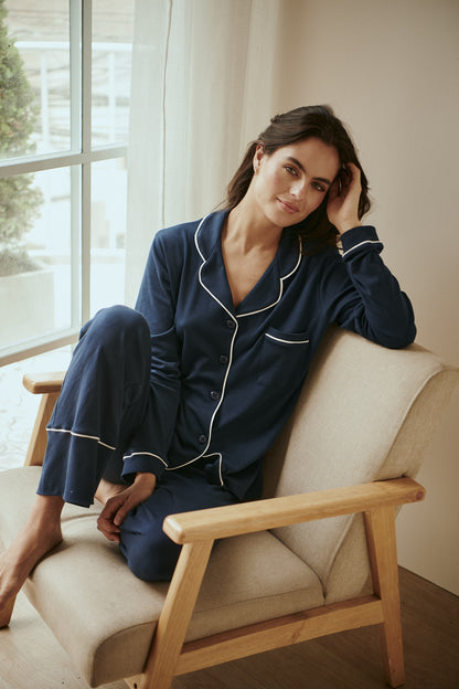 Pima Cotton Pajama Set - Classic Navy Blue