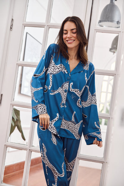 Washable Silk Pajama Set - Savannah Sky