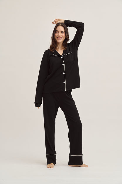 Pima Cotton Pajama Set - Forever Black