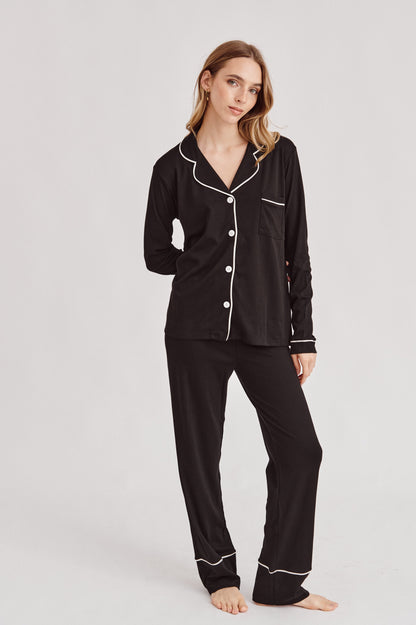 Pima Cotton Pajama Set - Forever Black