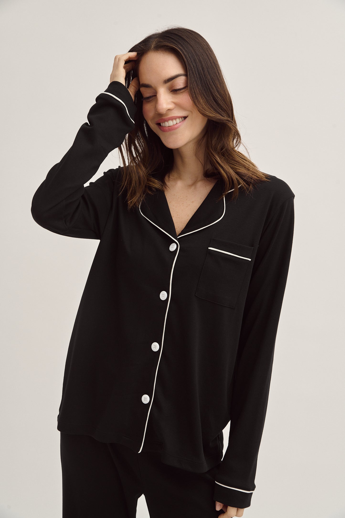 Pima Cotton Pajama Set - Forever Black