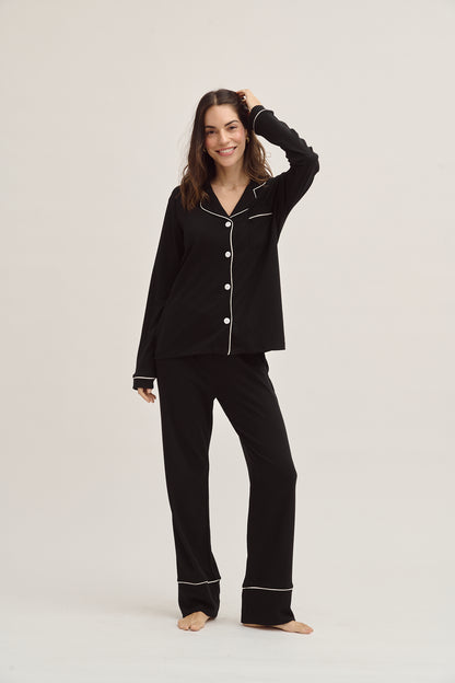 Pima Cotton Pajama Set - Forever Black