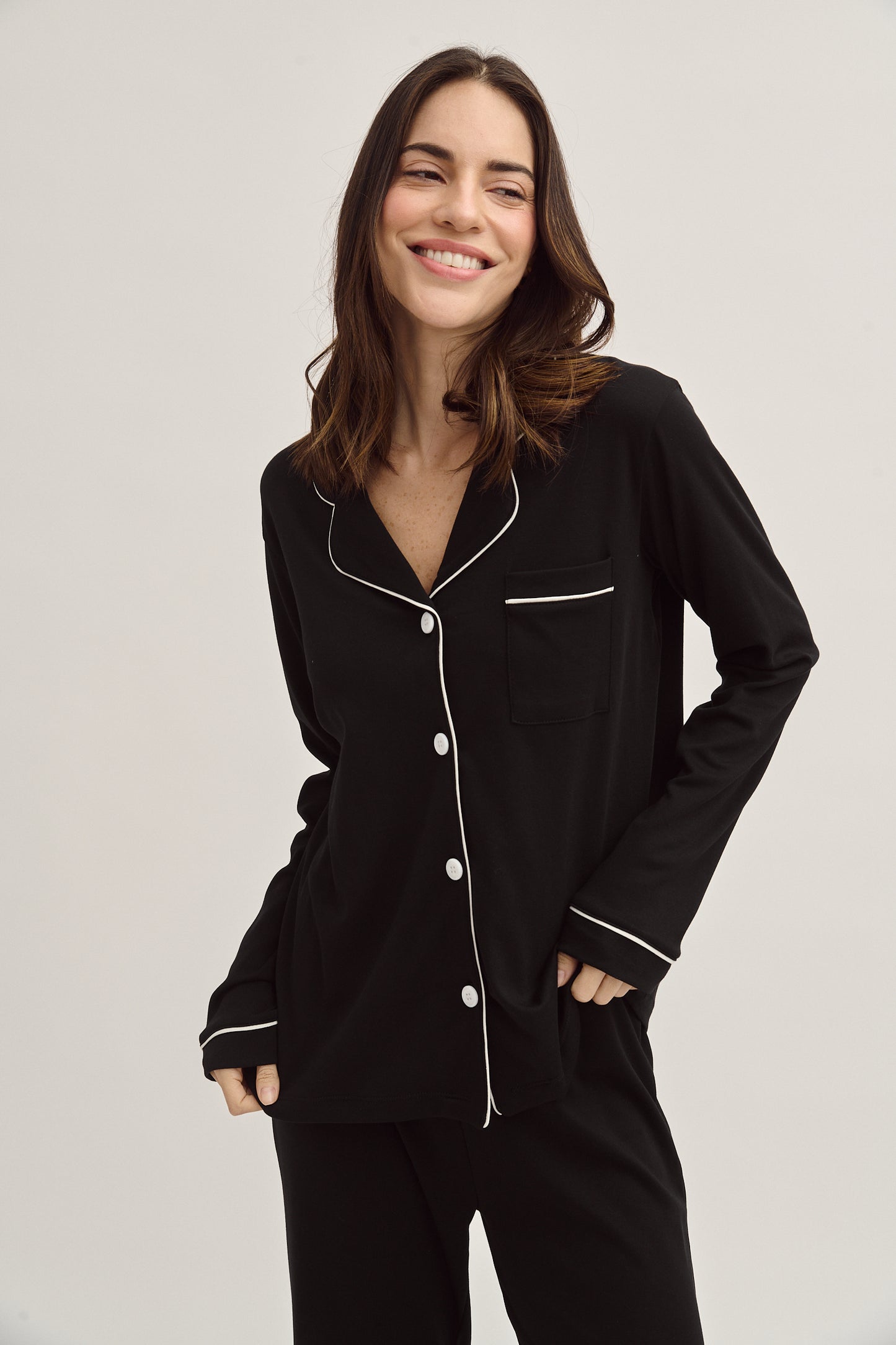 Pima Cotton Pajama Set - Forever Black