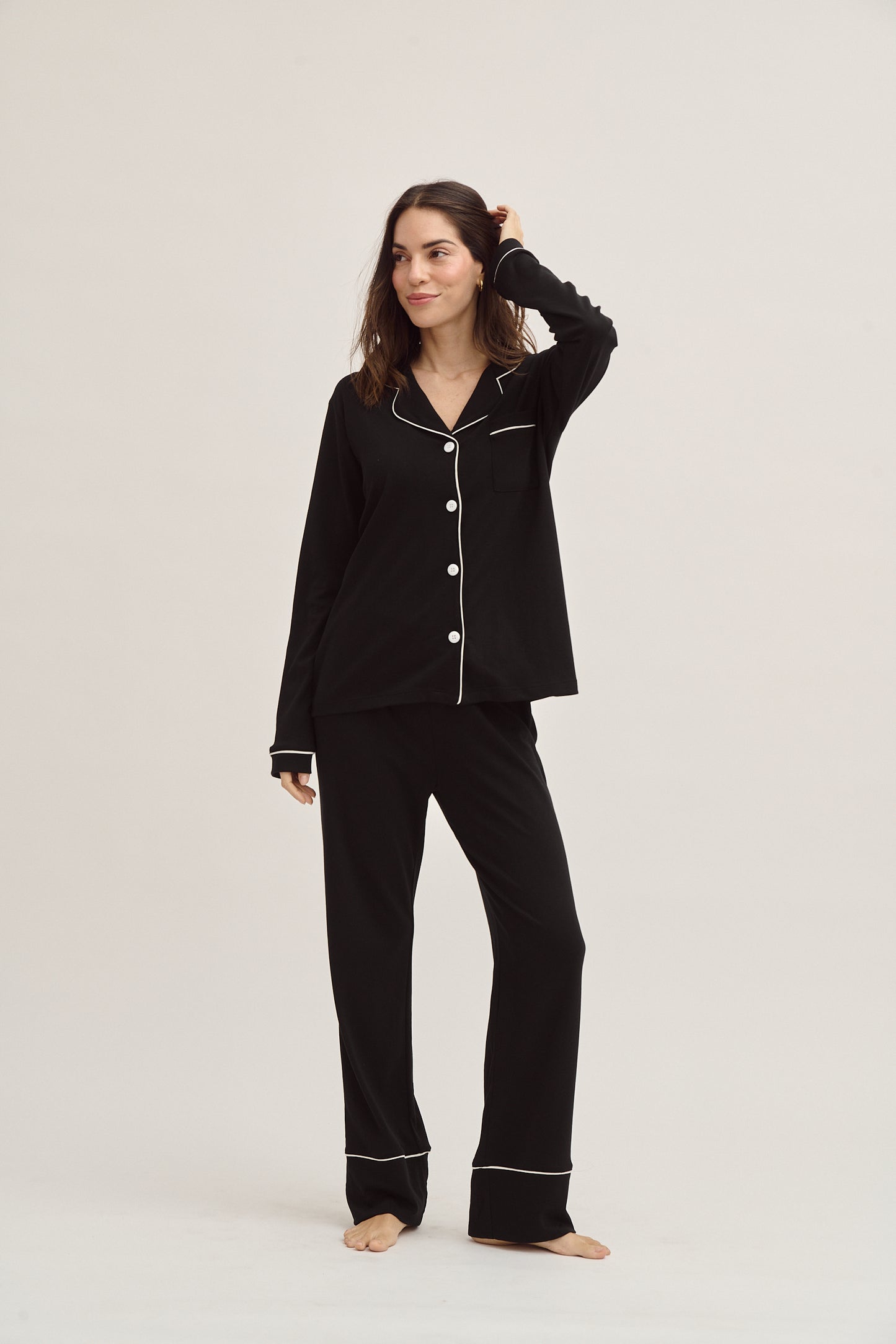 Pima Cotton Pajama Set - Forever Black