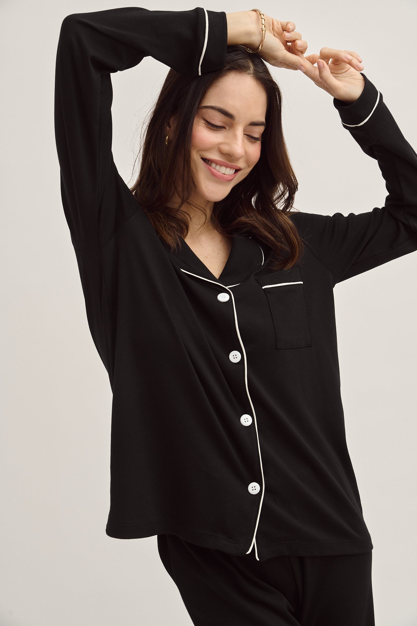 Pima Cotton Pajama Set - Forever Black