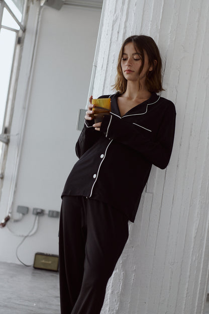 Pima Cotton Pajama Set - Forever Black