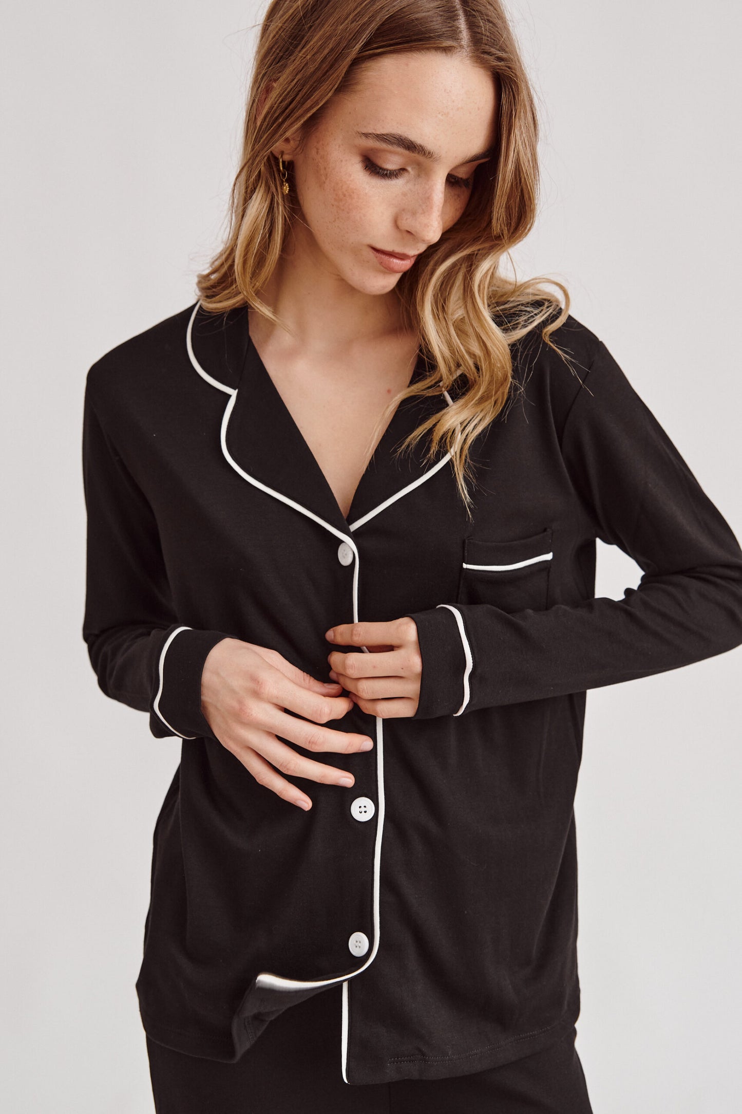 Pima Cotton Pajama Set - Forever Black