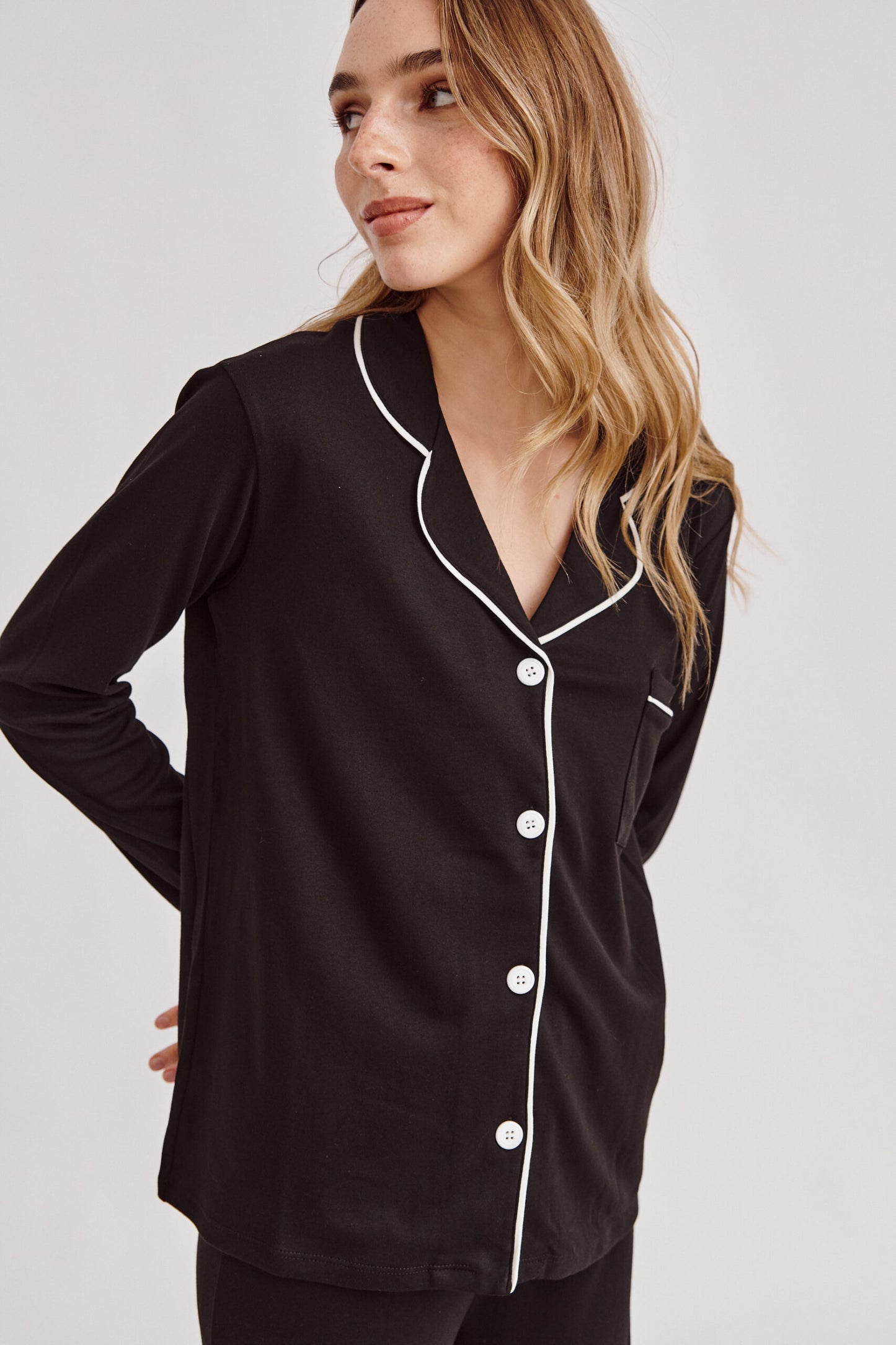 Pima Cotton Pajama Set - Forever Black