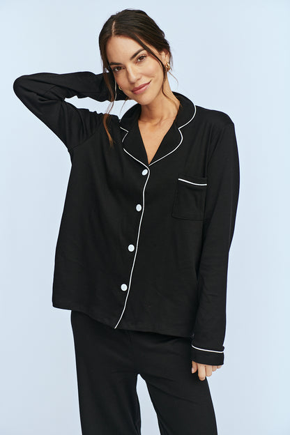 Pima Cotton Pajama Set - Forever Black