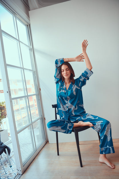 Washable Silk Pajama Set - Savannah Sky