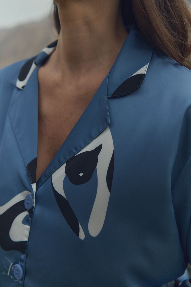 Washable Silk Pajama Set - Gato Azul