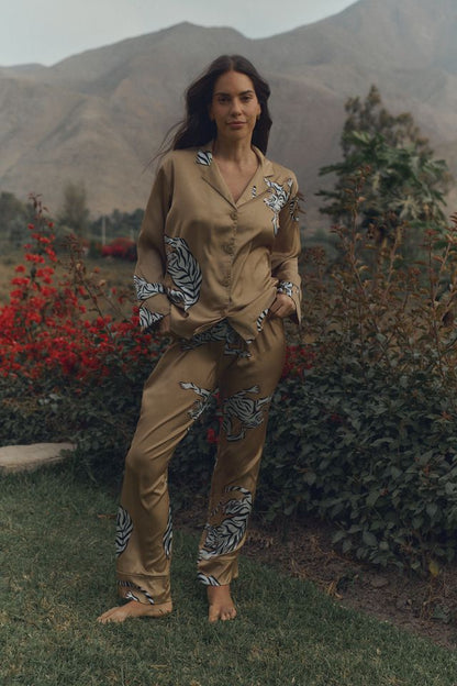 Washable Silk Pajama Set - Kenya Gold