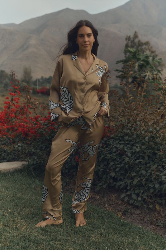 Washable Silk Pajama Set - Kenya Gold