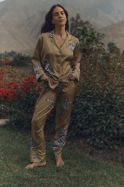 Washable Silk Pajama Set - Kenya Gold