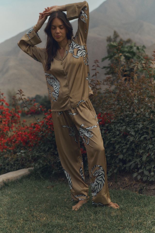 Washable Silk Pajama Set - Kenya Gold