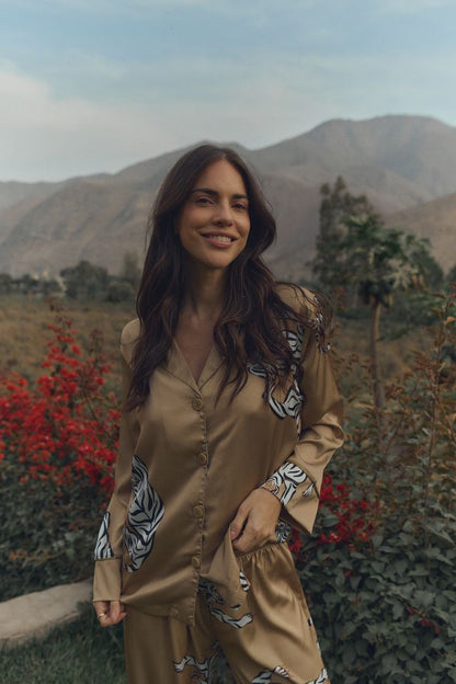 Washable Silk Pajama Set - Kenya Gold