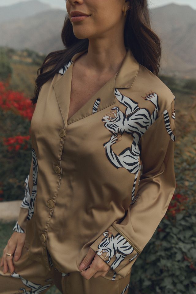 Washable Silk Pajama Set - Kenya Gold