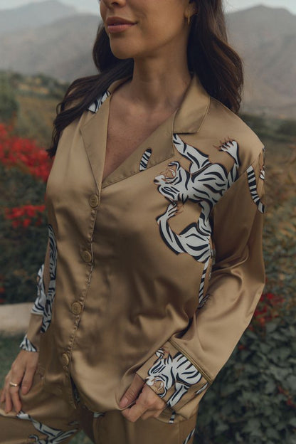 Washable Silk Pajama Set - Kenya Gold