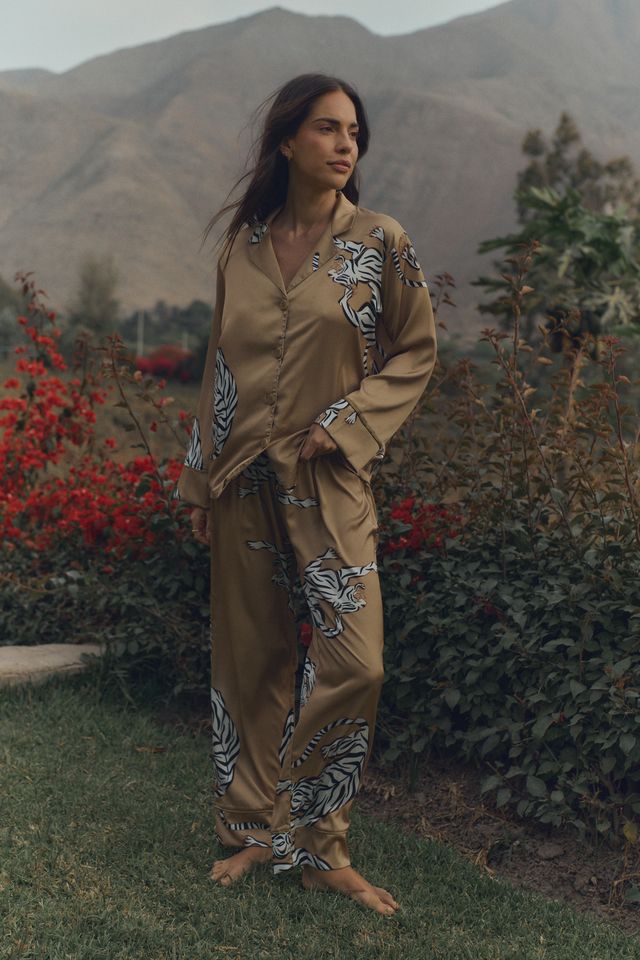 Washable Silk Pajama Set - Kenya Gold